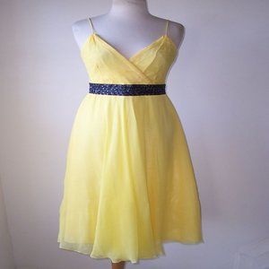 Anopia Collezioni Yellow Silk Black Sequin Embellished Dress 4